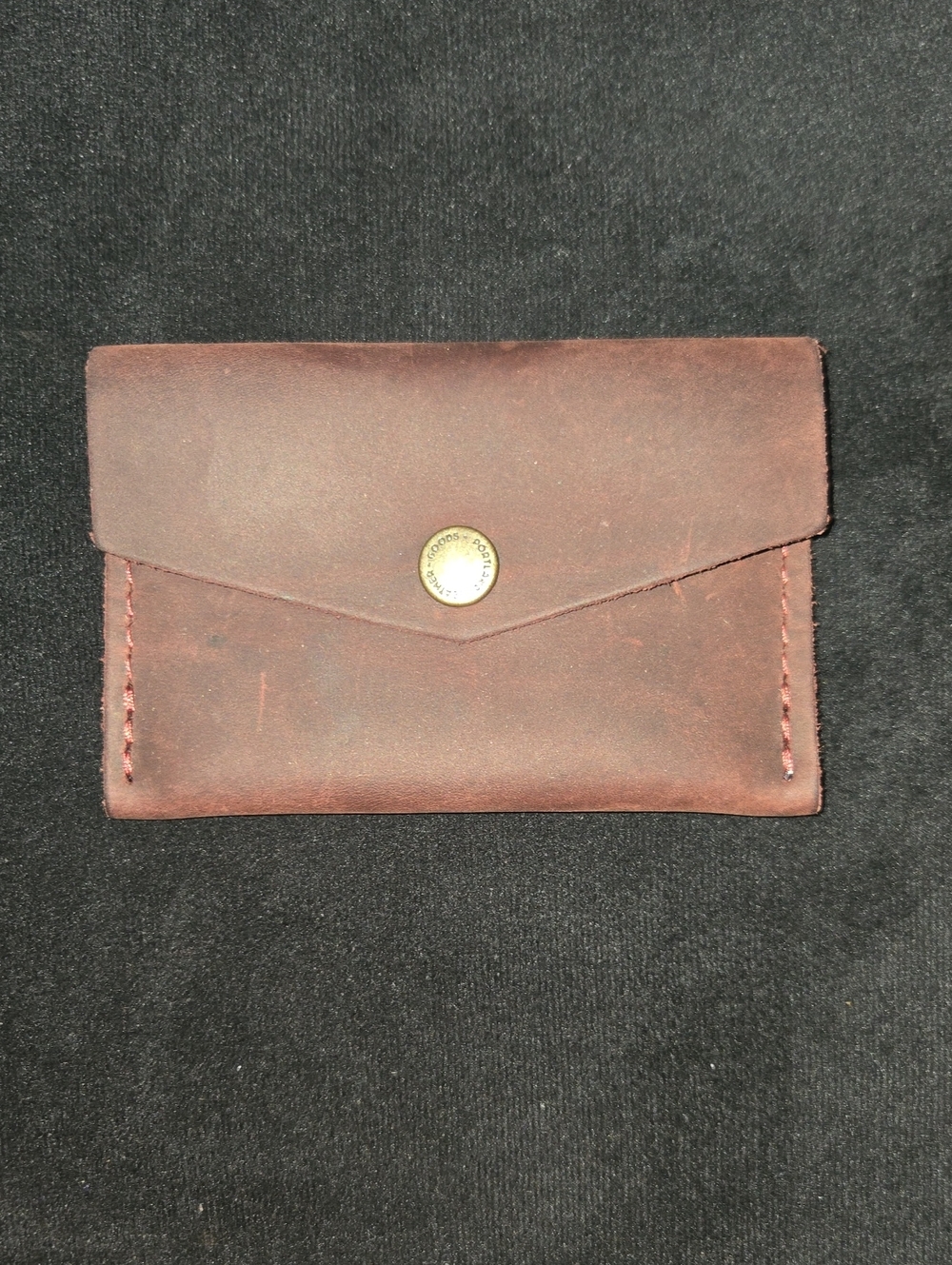 Women's Brown Leather Snap Card Wallet - Minimal Envelope Style